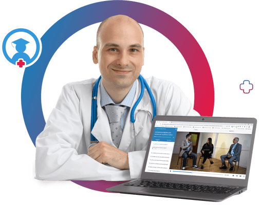 doctor exitoso usando la plataforma médica en linea de doctoranytime