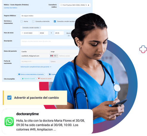 doctora confirmando una cita medica online a través de doctoranytime